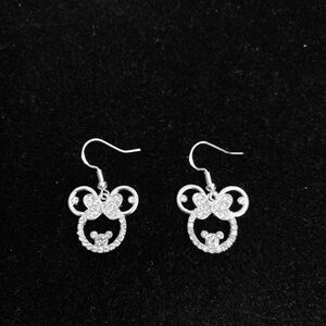 Rhinestone Minnie Mouse silver earrings